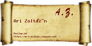 Ari Zoltán névjegykártya